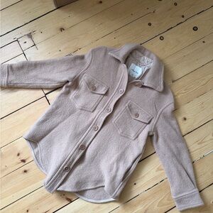 Wilfred Free 100% Merino Wool Beige Shacket with 100% cotton interior